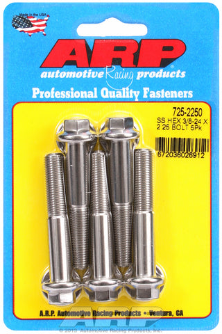 3/8-24 x 2.250 hex 7/16 wrenching SS bolts
