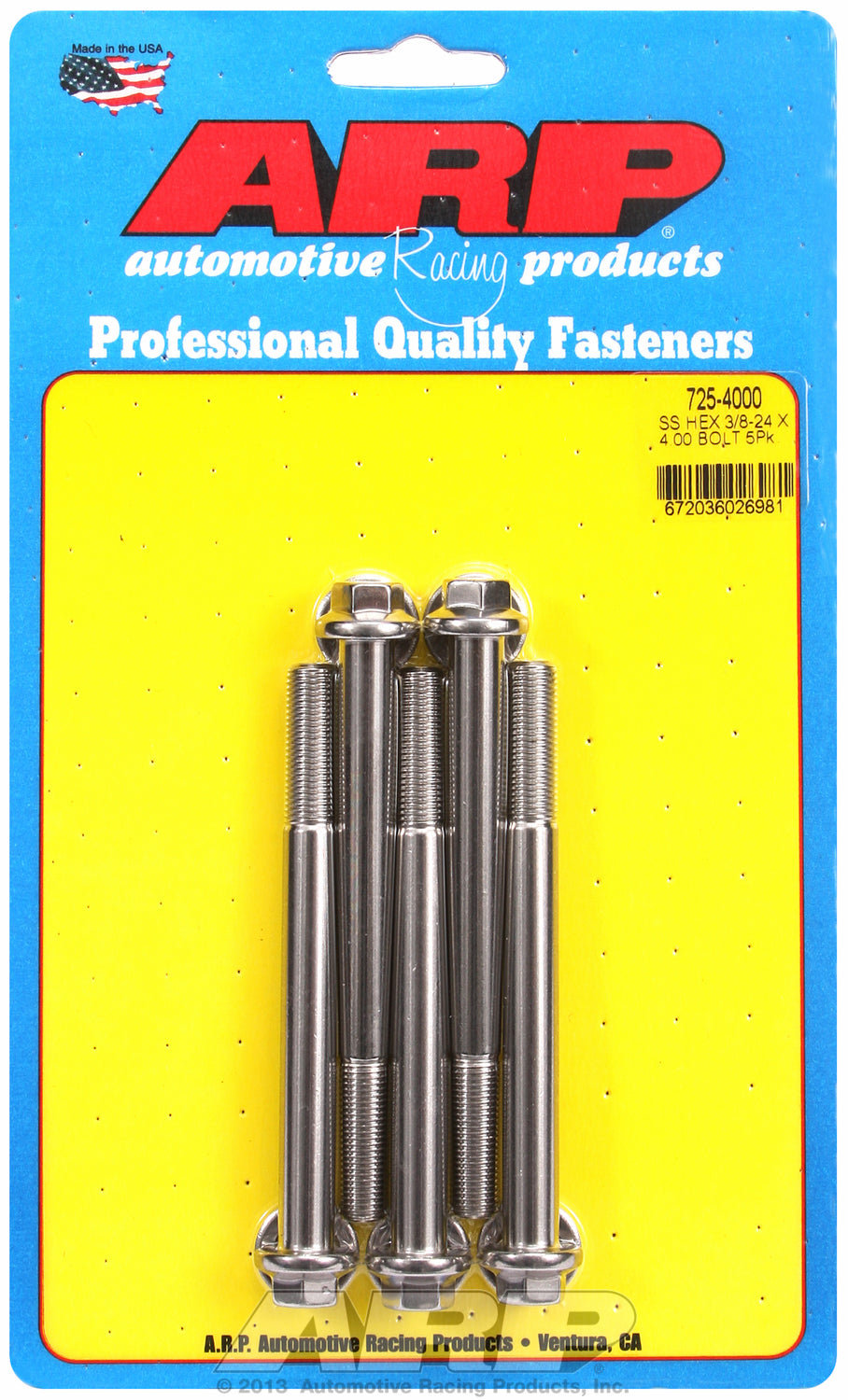 3/8-24 x 4.000 hex 7/16 wrenching SS bolts