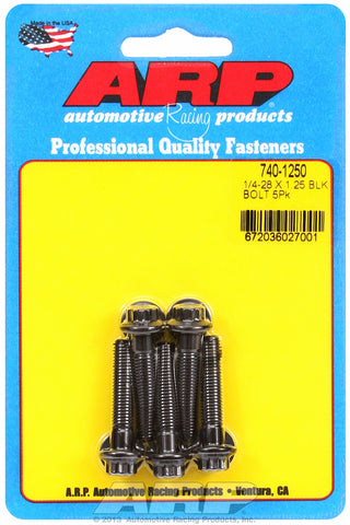 1/4-28 x 1.250 12pt black oxide bolts