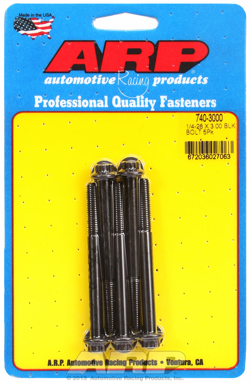 1/4-28 x 3.000 12pt black oxide bolts