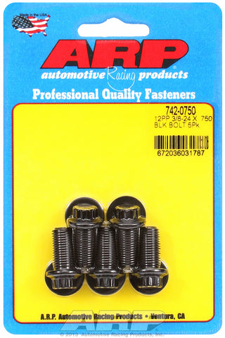 3/8-24 x .750 12pt black oxide bolts
