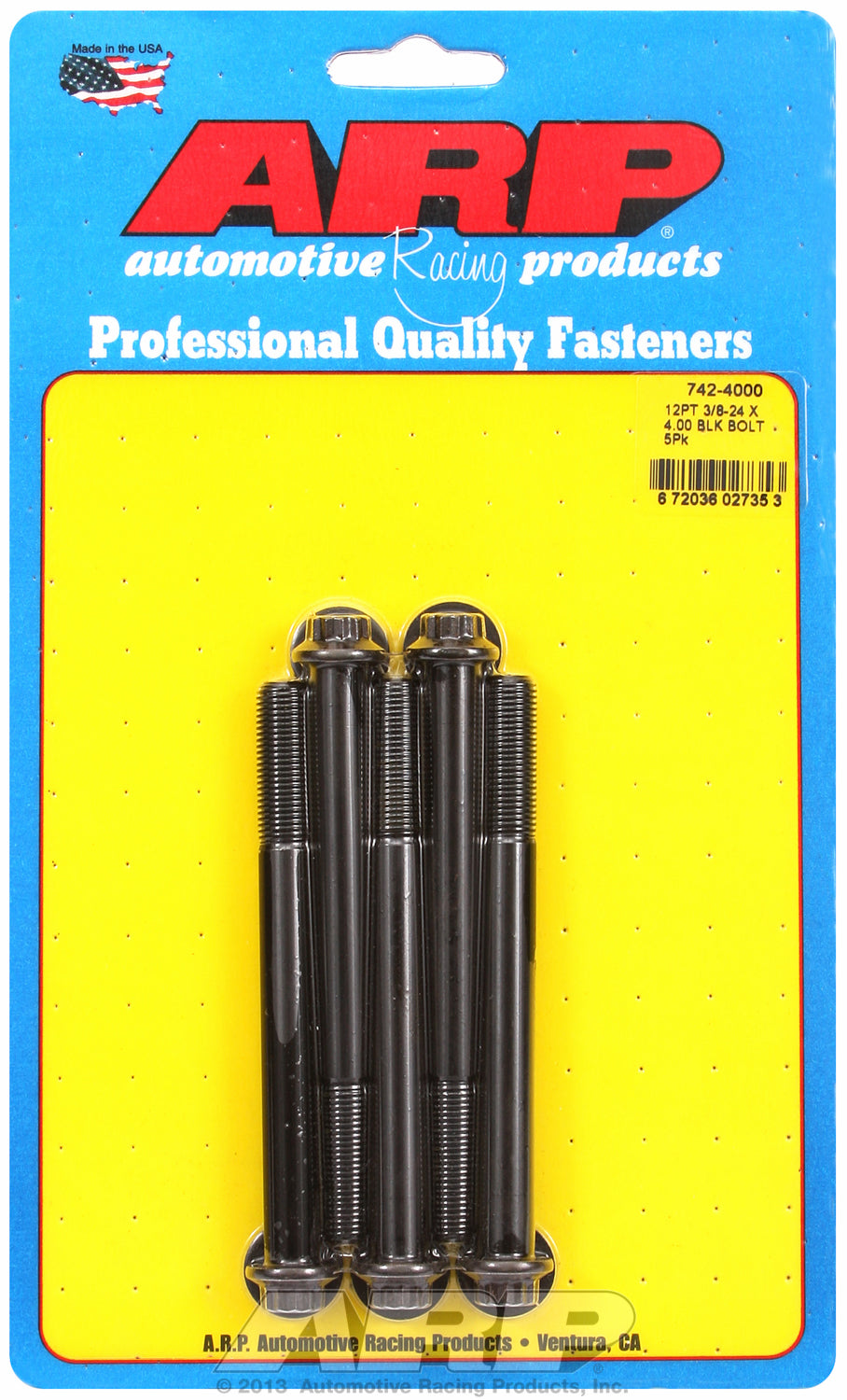 3/8-24 x 4.000 12pt black oxide bolts