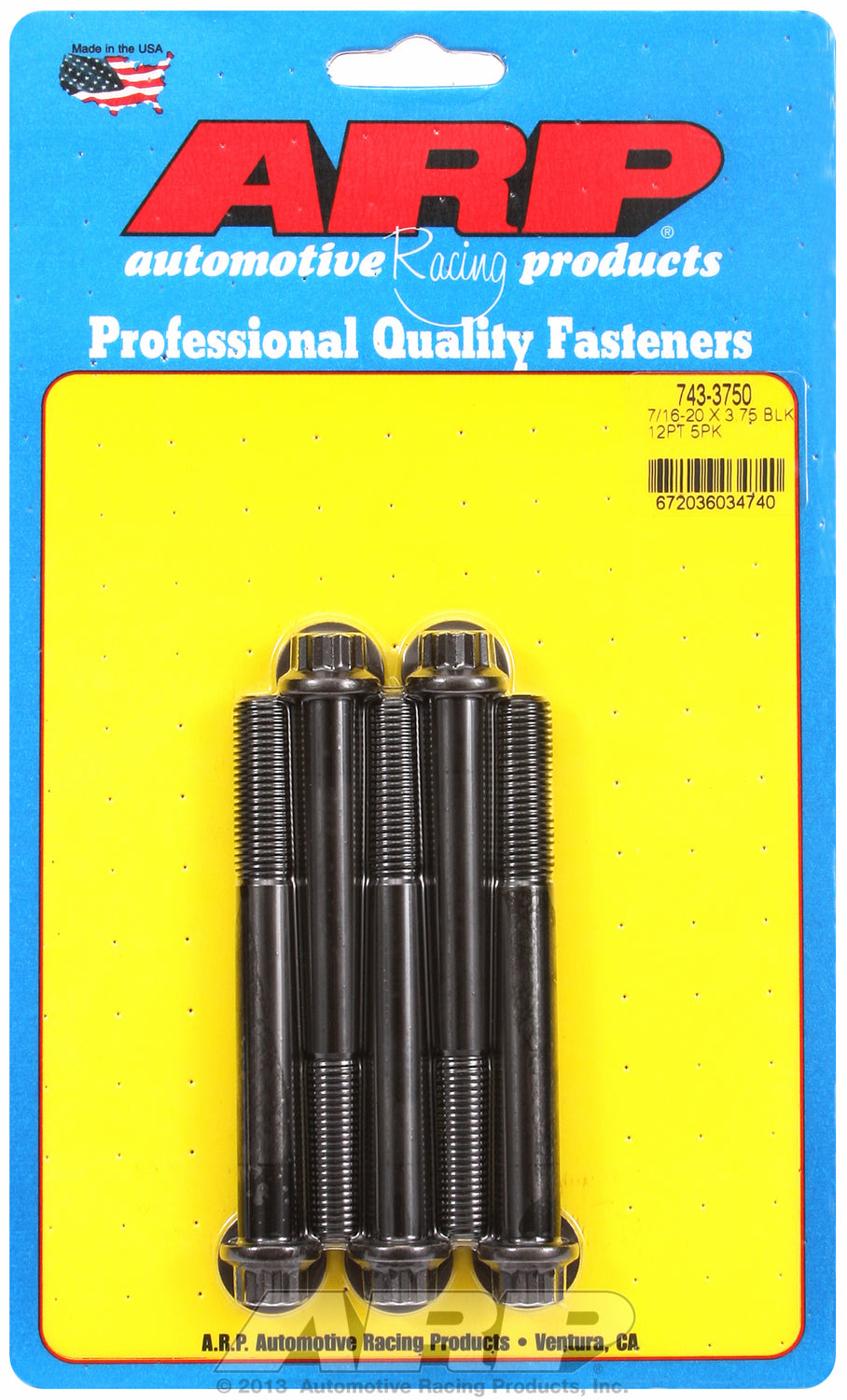 7/16-20 x 3.750 12pt black oxide bolts