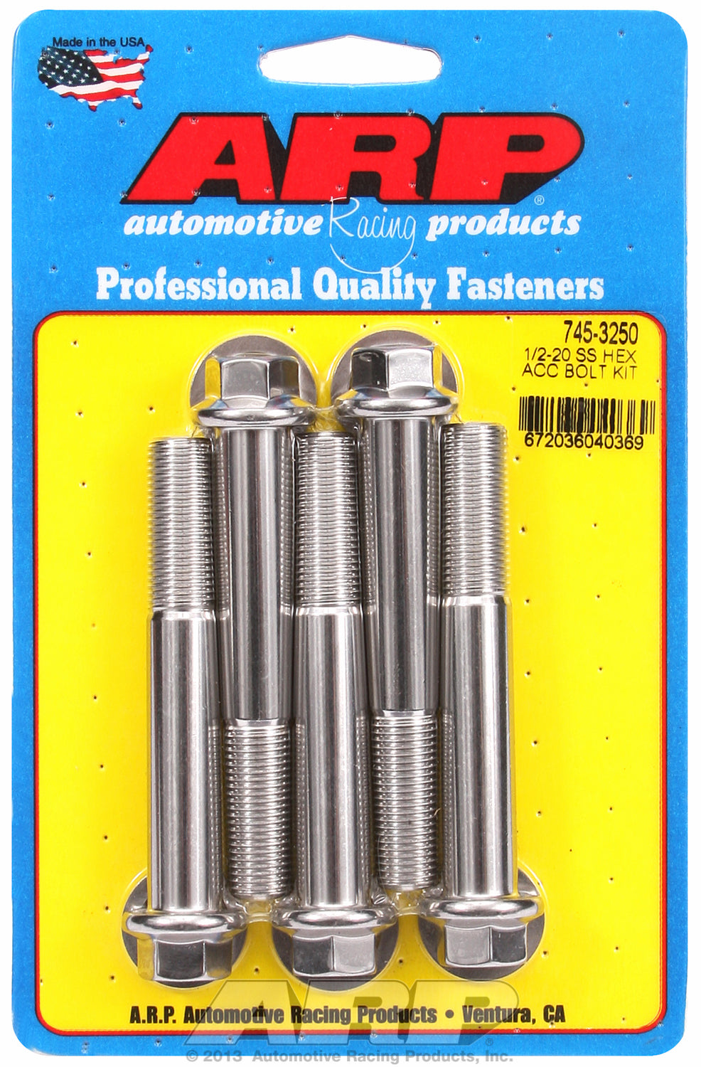 1/2-20 x 3.250 hex SS bolts