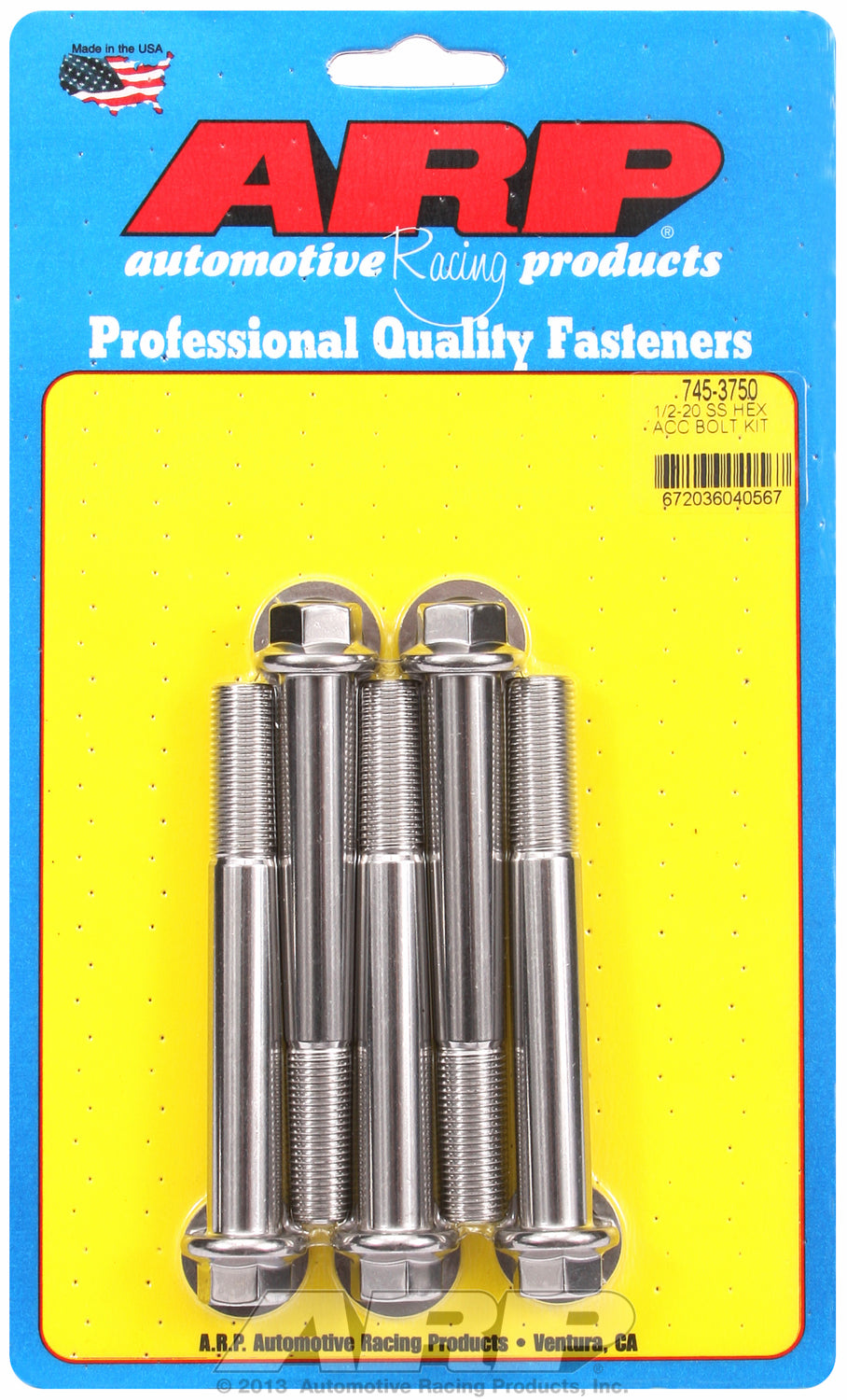1/2-20 x 3.750 hex SS bolts