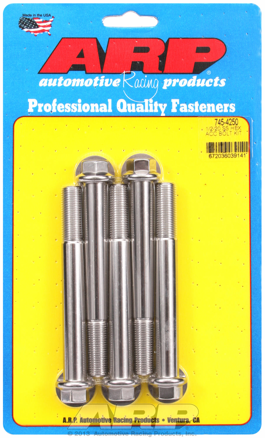 1/2-20 x 4.250 hex SS bolts