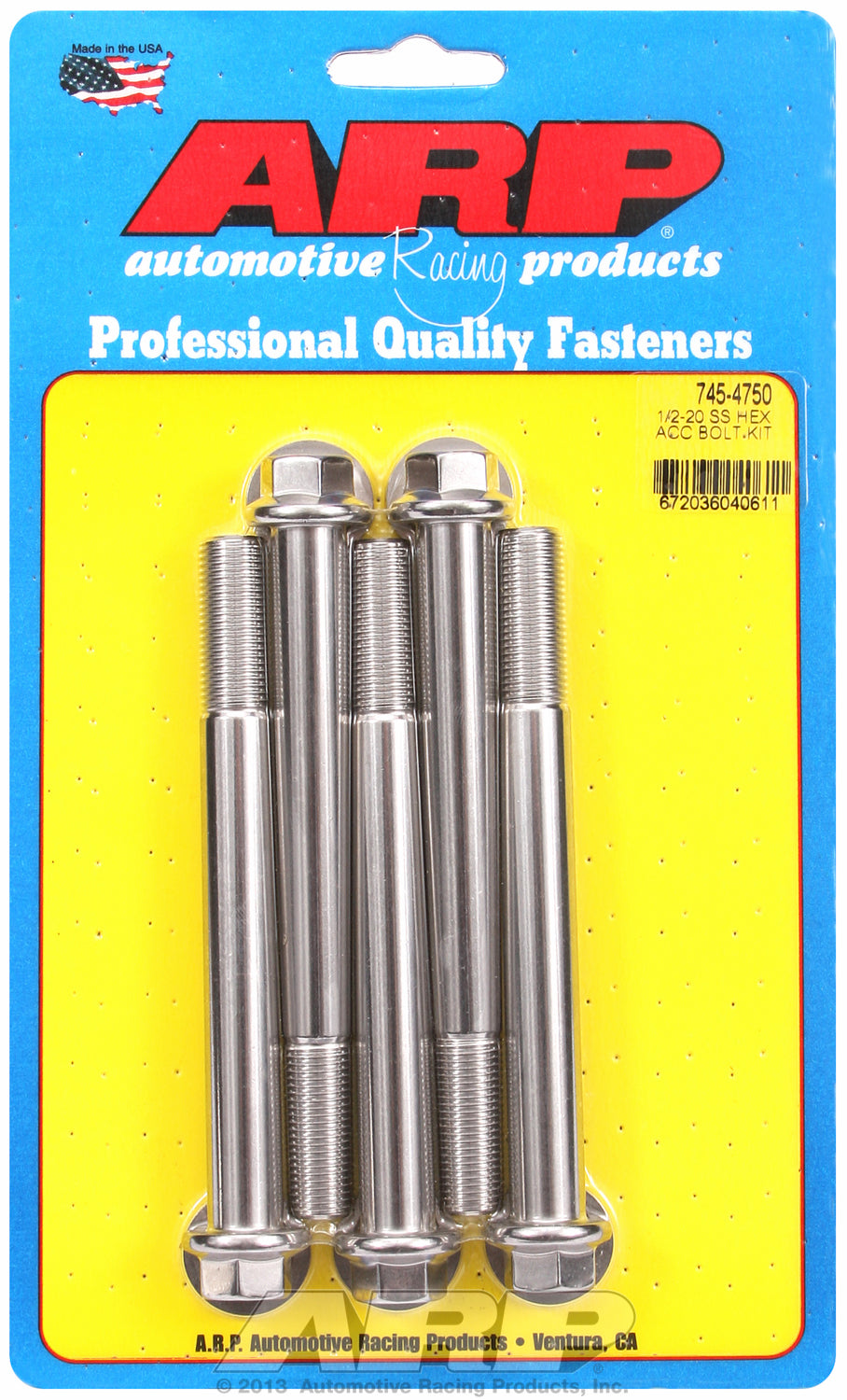 1/2-20 x 4.750 hex SS bolts