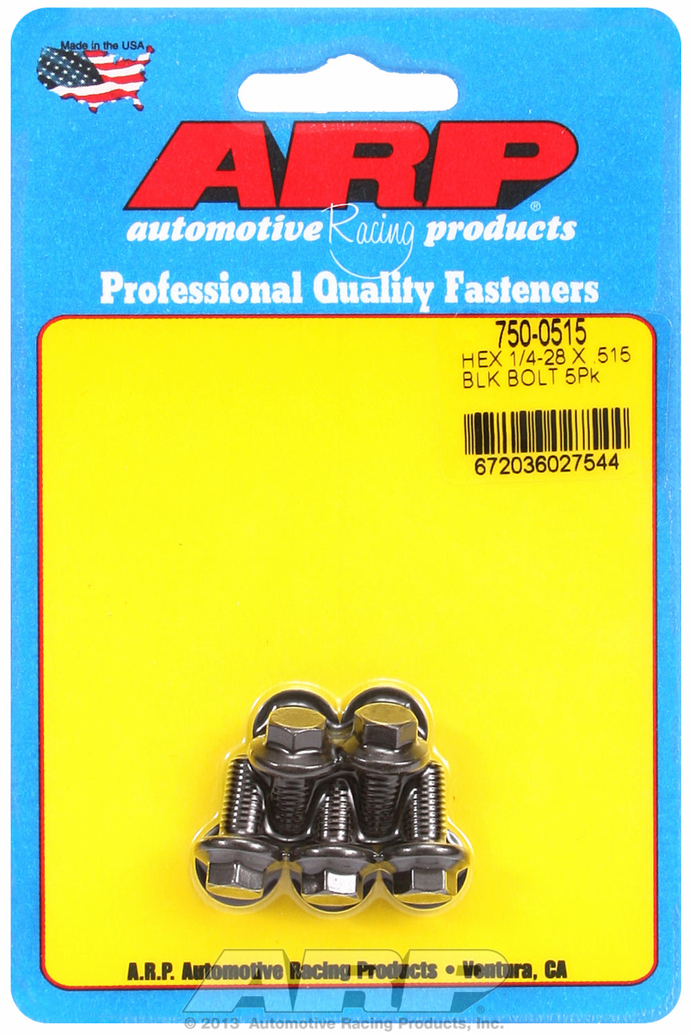 1/4-28 x .515 hex black oxide bolts