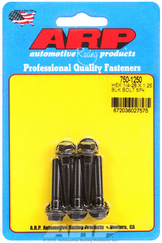 1/4-28 x 1.250 hex black oxide bolts