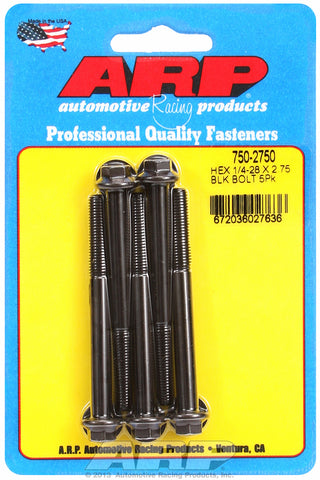 1/4-28 x 2.750 hex black oxide bolts
