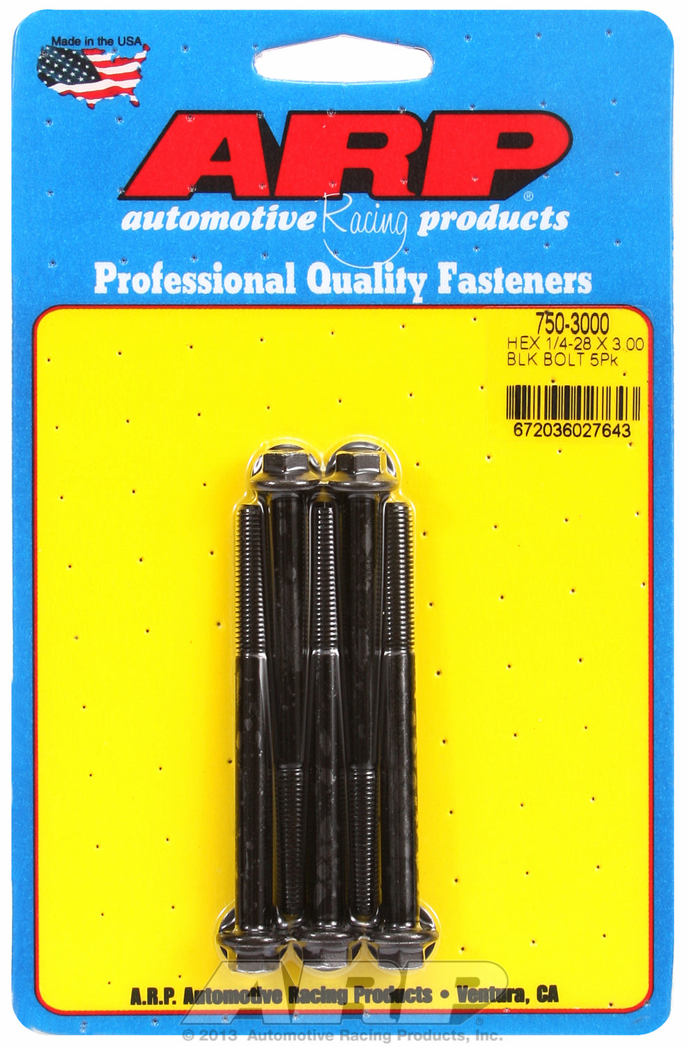 1/4-28 x 3.000 hex black oxide bolts