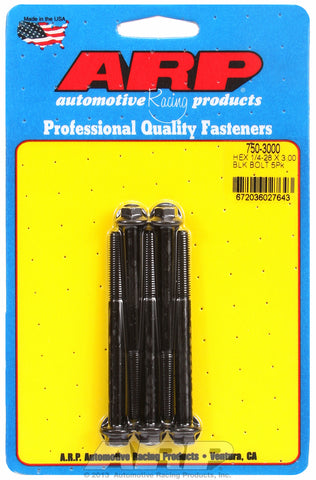 1/4-28 x 3.000 hex black oxide bolts