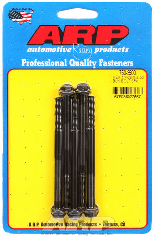 1/4-28 x 3.500 hex black oxide bolts