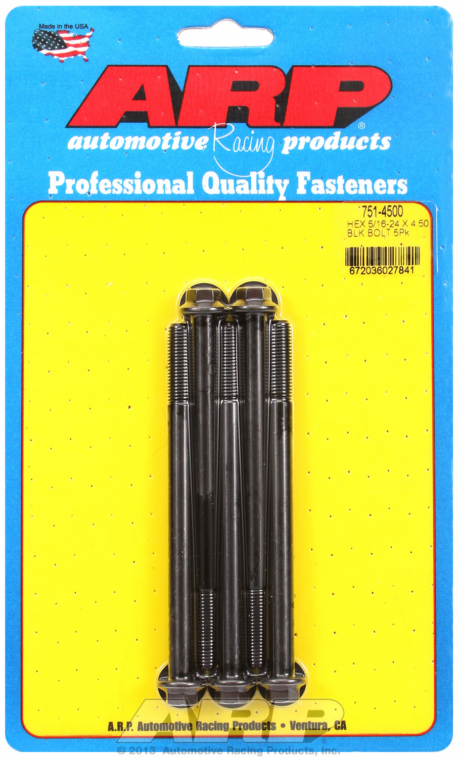 5/16-24 x 4.500 hex black oxide bolts