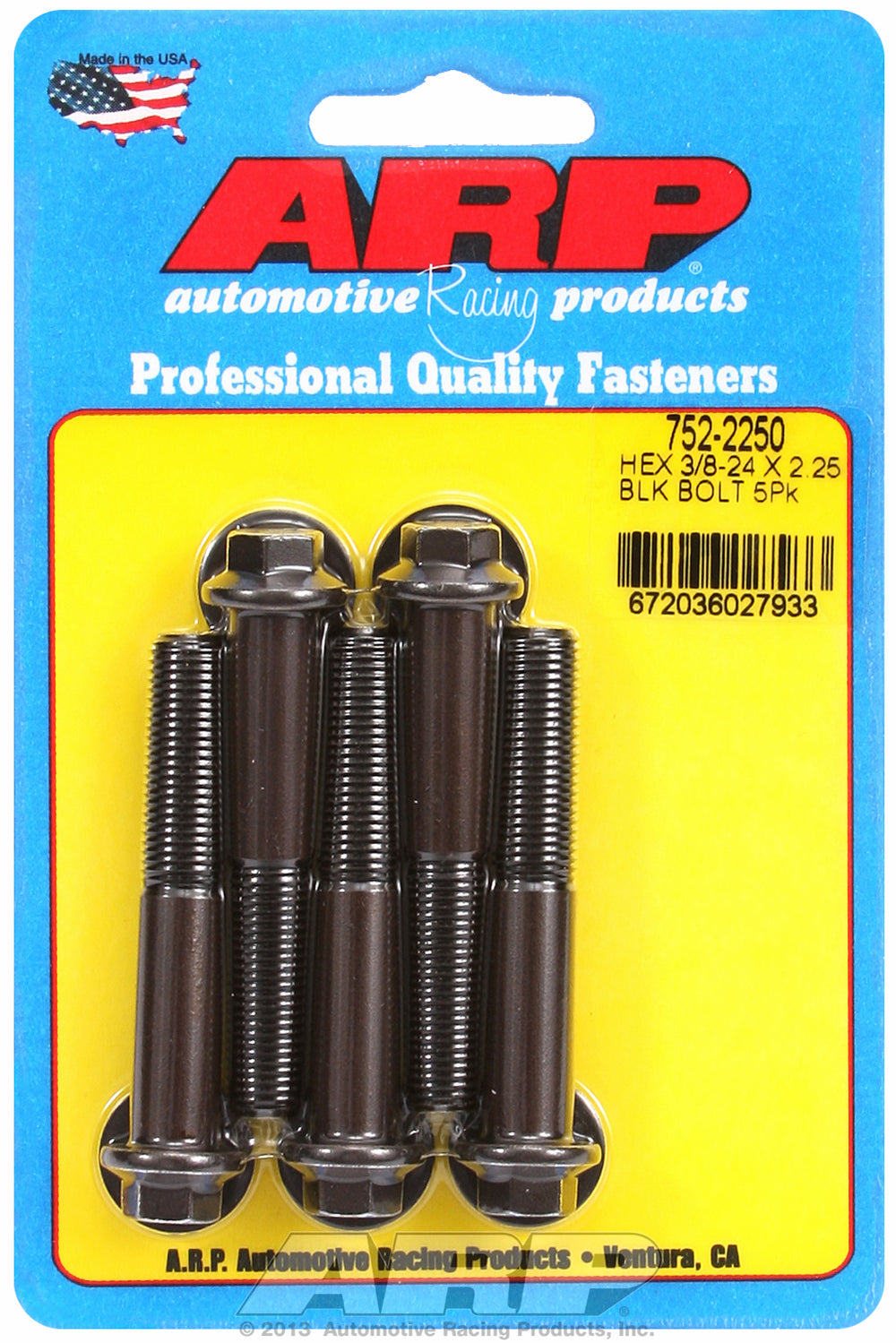 3/8-24 x 2.250 hex black oxide bolts