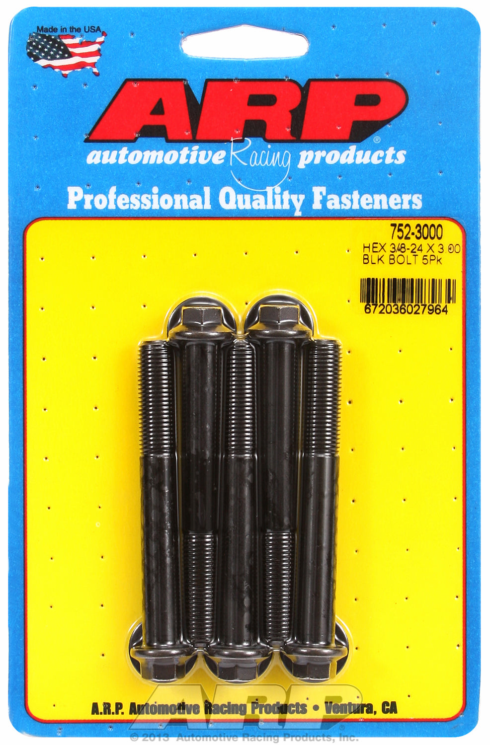 3/8-24 x 3.000 hex black oxide bolts