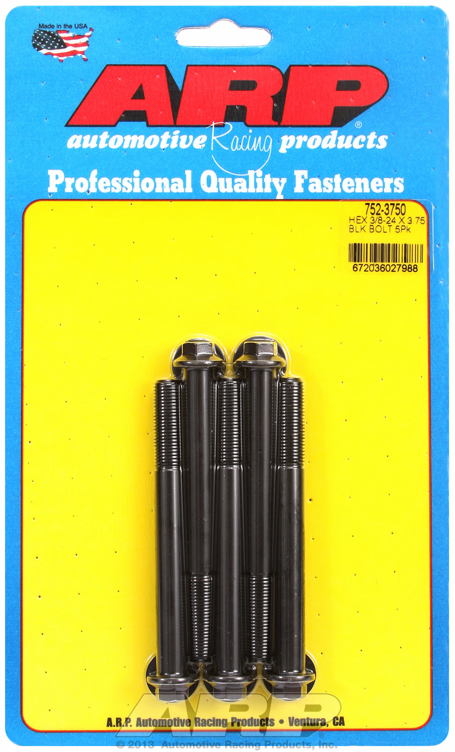 3/8-24 x 3.750 hex black oxide bolts