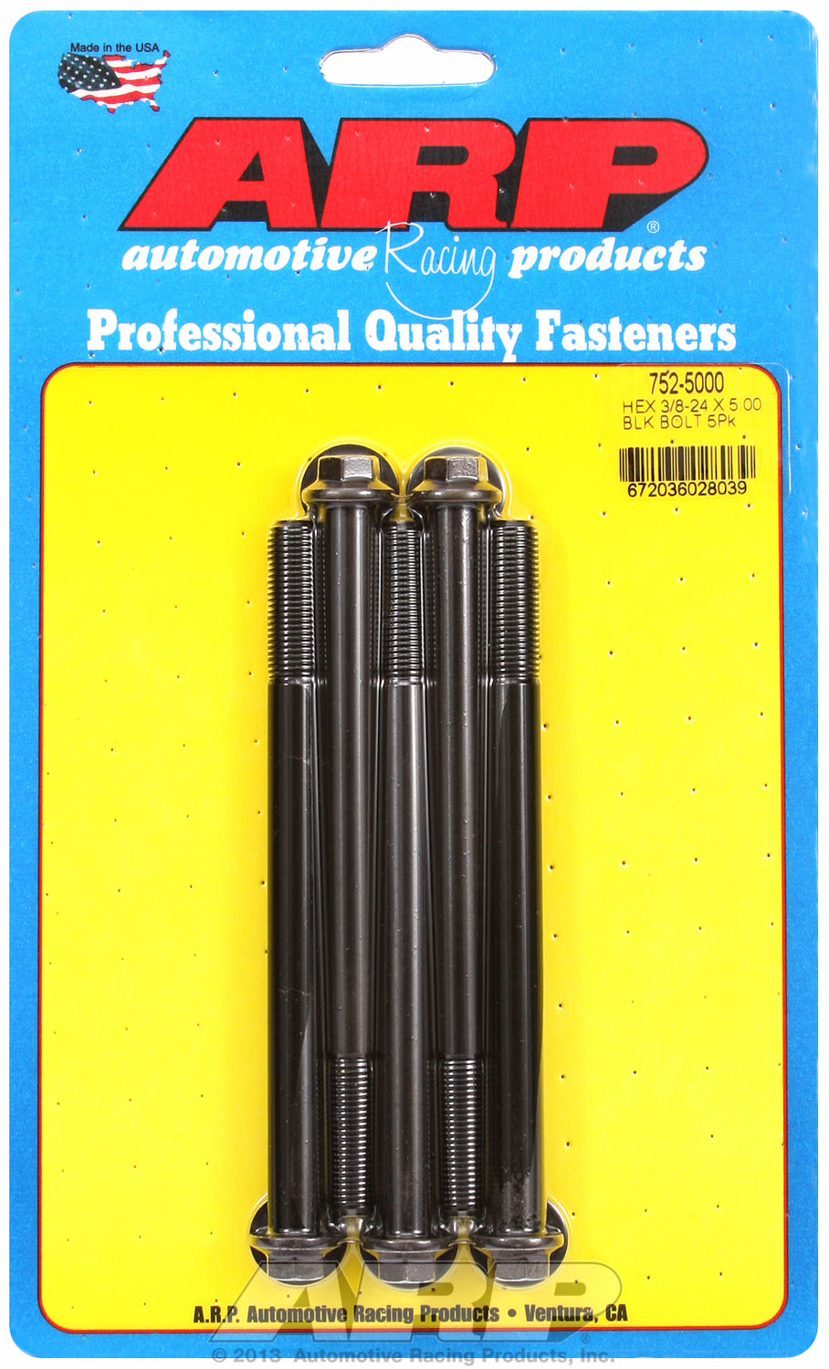 3/8-24 x 5.000 hex black oxide bolts