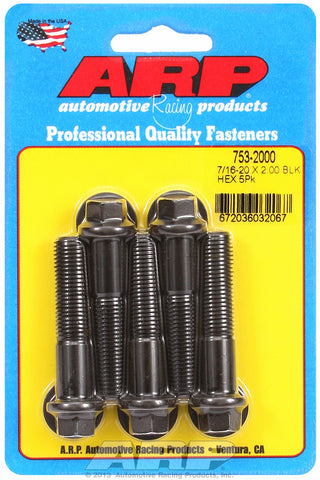 7/16-20 x 2.000 hex black oxide bolts