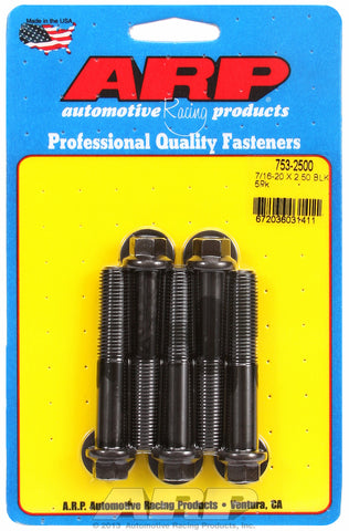 7/16-20 x 2.500 hex black oxide bolts