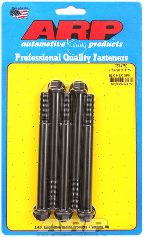 7/16-20 x 4.750 hex black oxide bolts