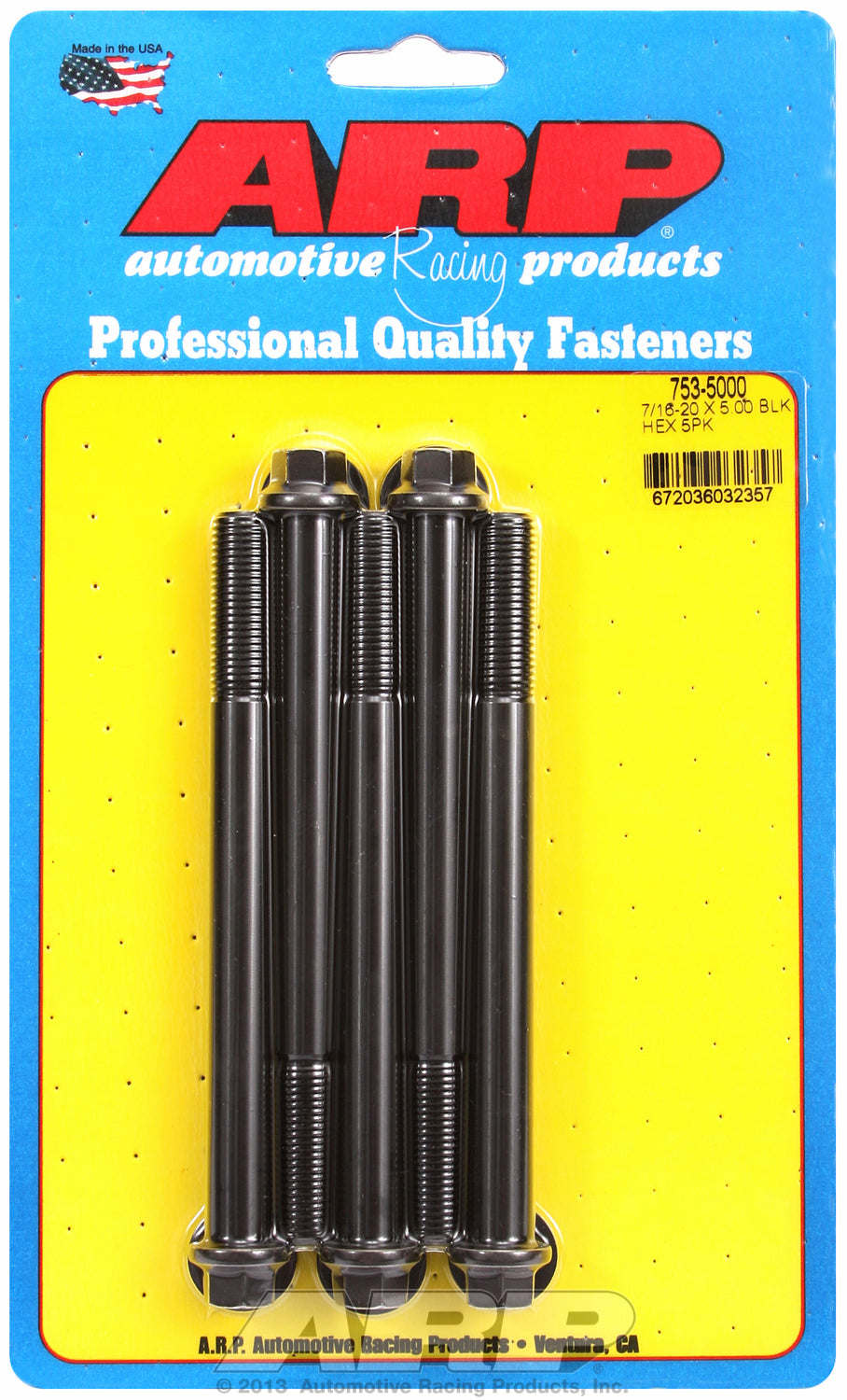 7/16-20 x 5.000 hex black oxide bolts