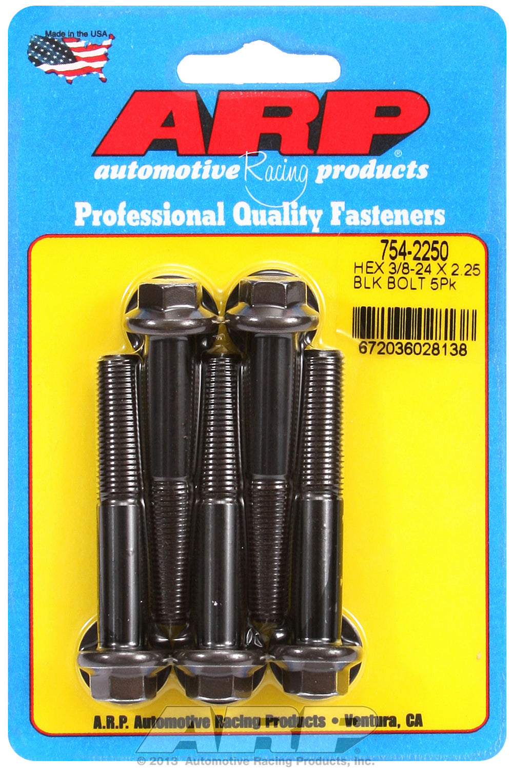 3/8-24 x 2.250 hex 7/16 wrenching black oxide bolts