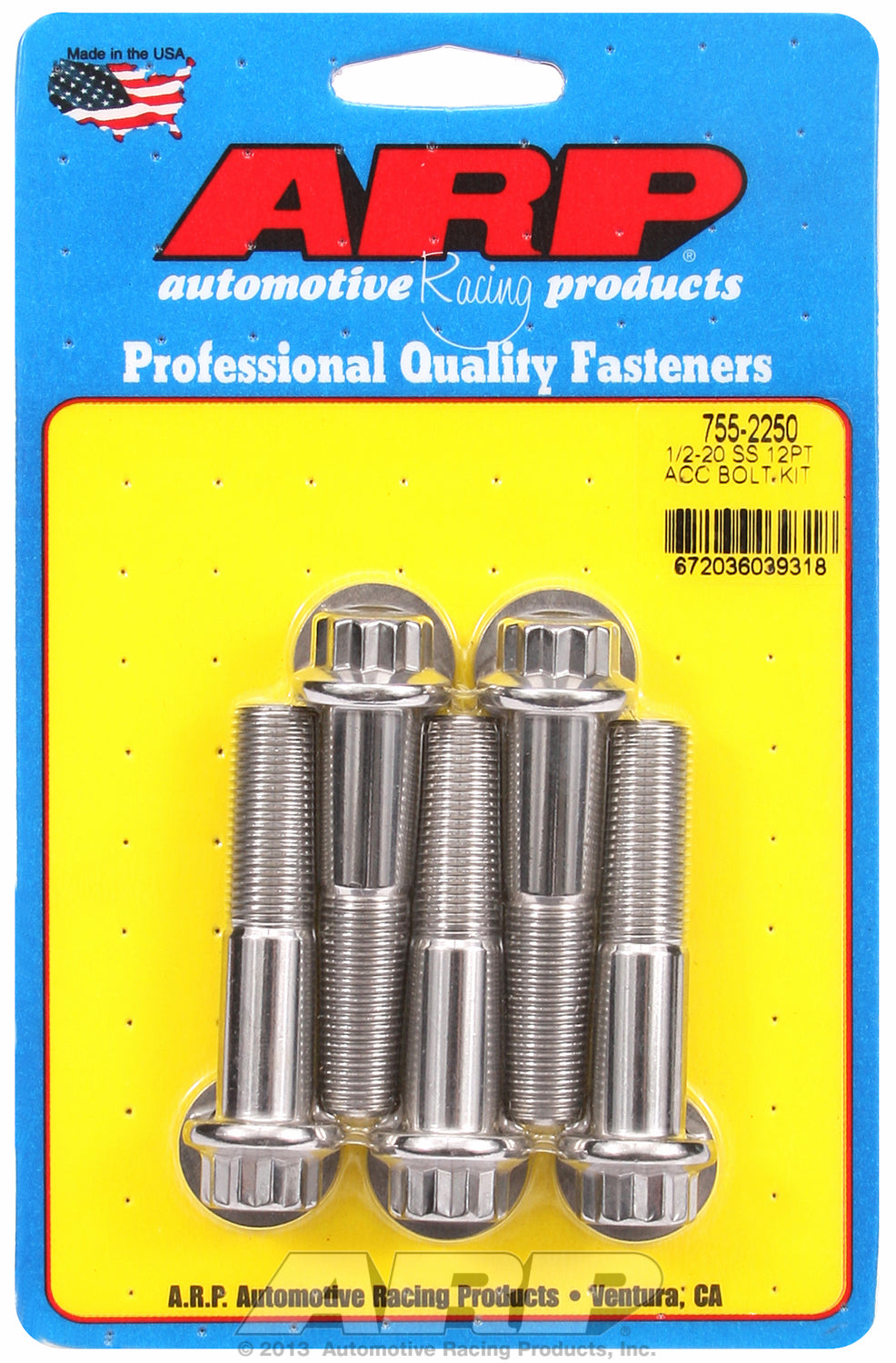 1/2-20 x 2.250 12pt SS bolts