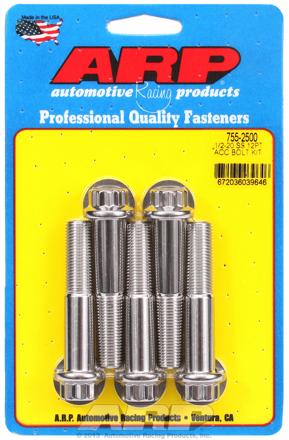 1/2-20 x 2.500 12pt SS bolts