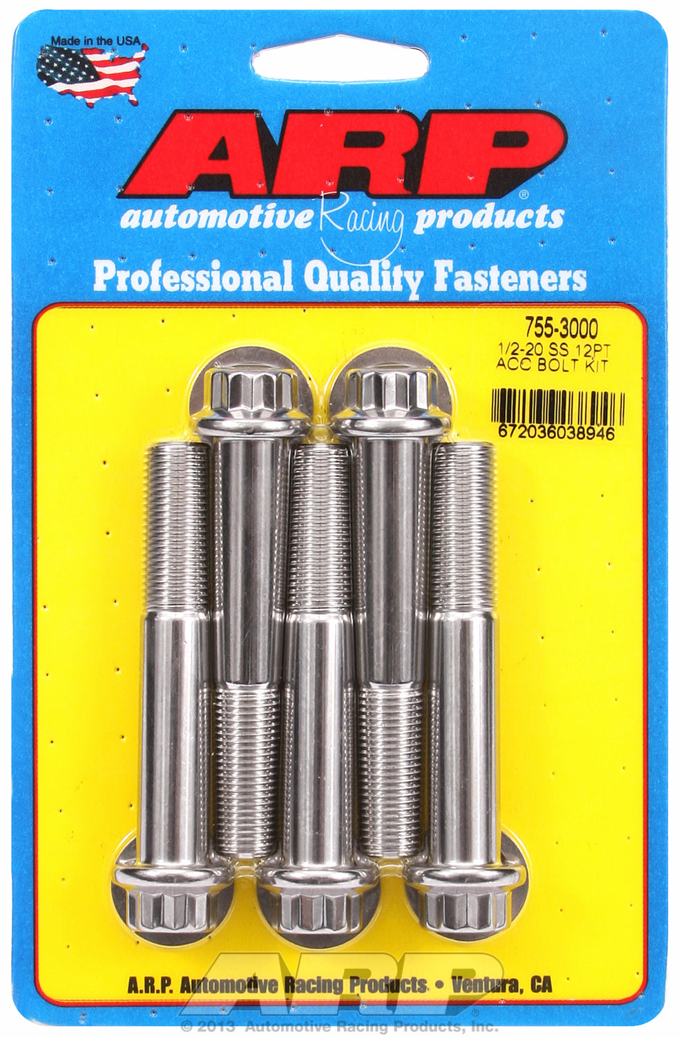 1/2-20 x 3.000 12pt SS bolts