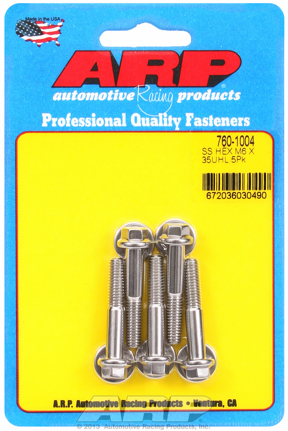 M6 x 1.00 x 35 hex SS bolts