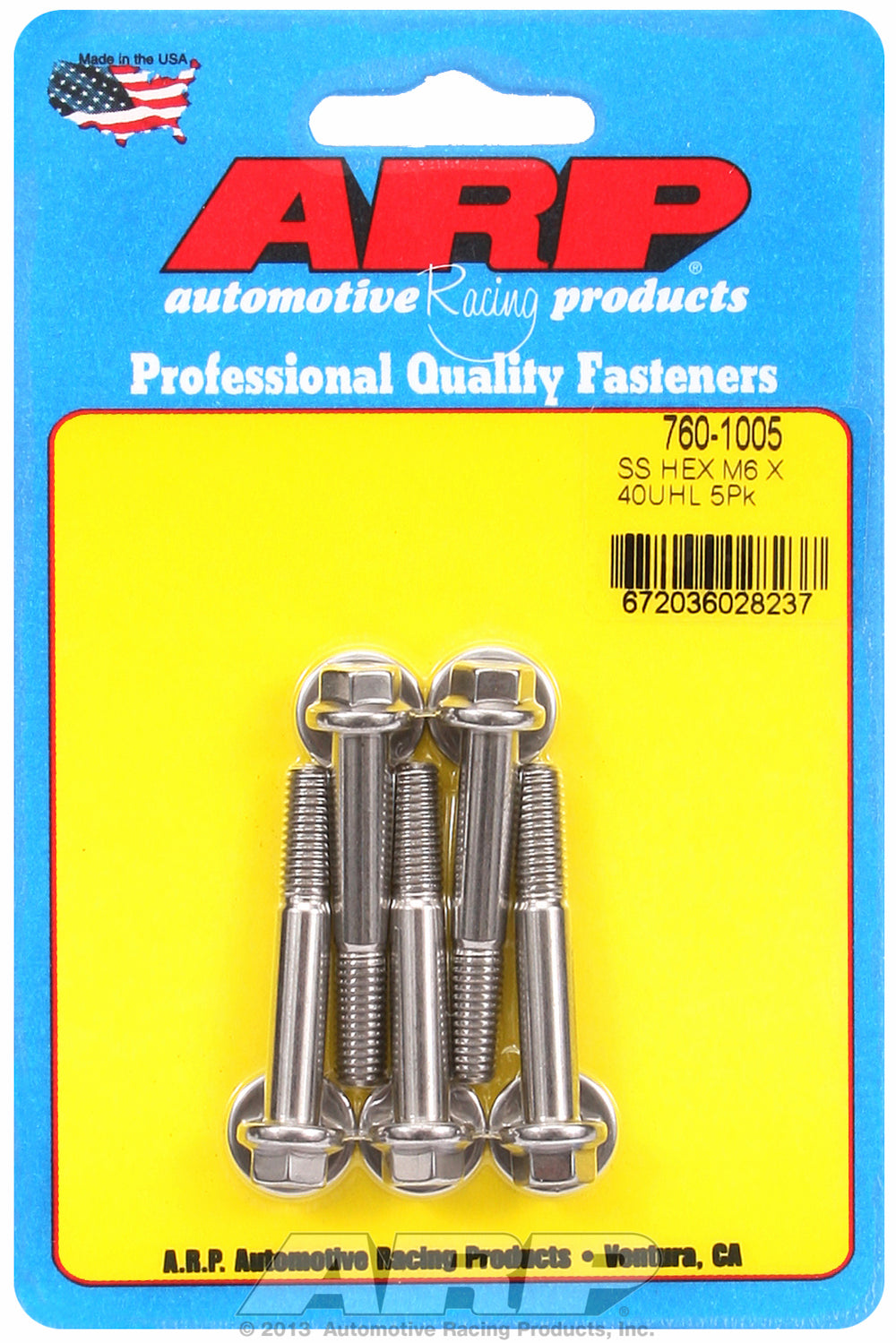 M6 x 1.00 x 40 hex SS bolts