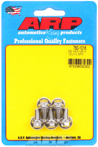 M6 x 1.00 x 12 hex SS bolts