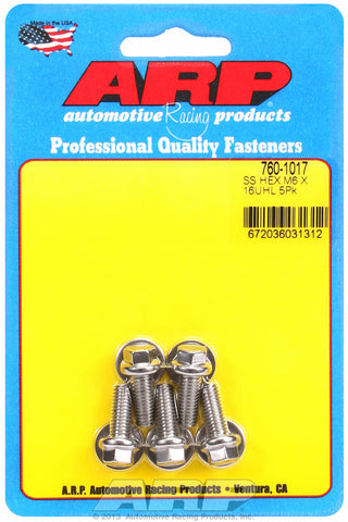 M6 x 1.00 x 16 hex SS bolts