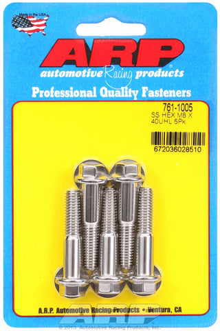M8 x 1.25 x 40 hex SS bolts