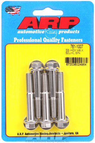 M8 x 1.25 x 50 hex SS bolts