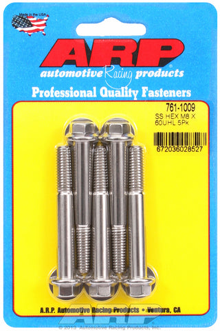 M8 x 1.25 x 60  hex SS bolts