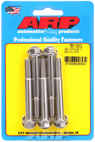 M8 x 1.25 x 65 hex SS bolts