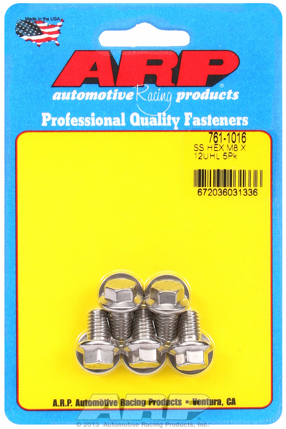 M8 x 1.25 x 12 hex SS bolts