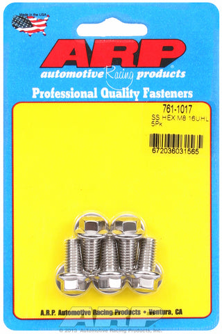 M8 x 1.25 x 16 hex SS bolts