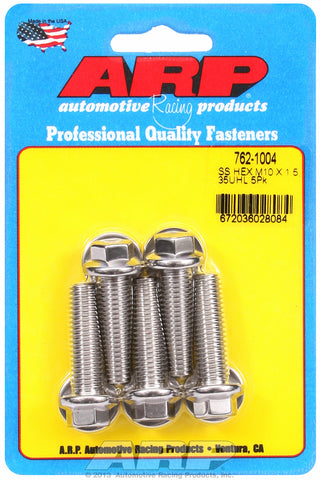 M10 x 1.50 x 35 hex SS bolts