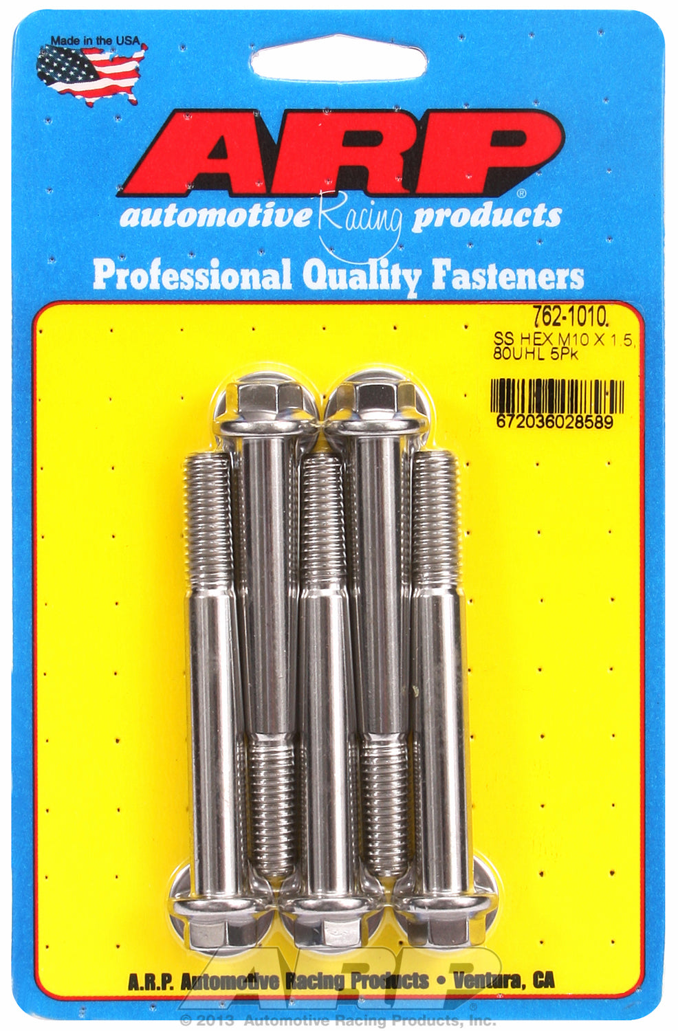 M10 x 1.50 x 80 hex SS bolts