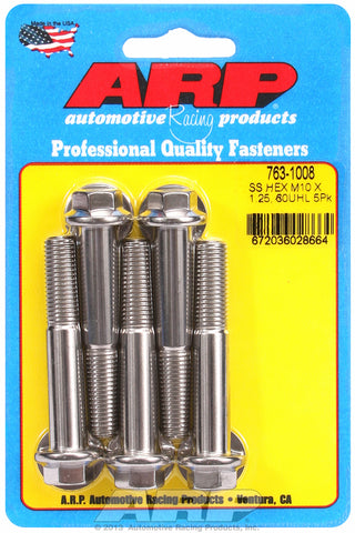 M10 x 1.25 x 60  hex SS bolts