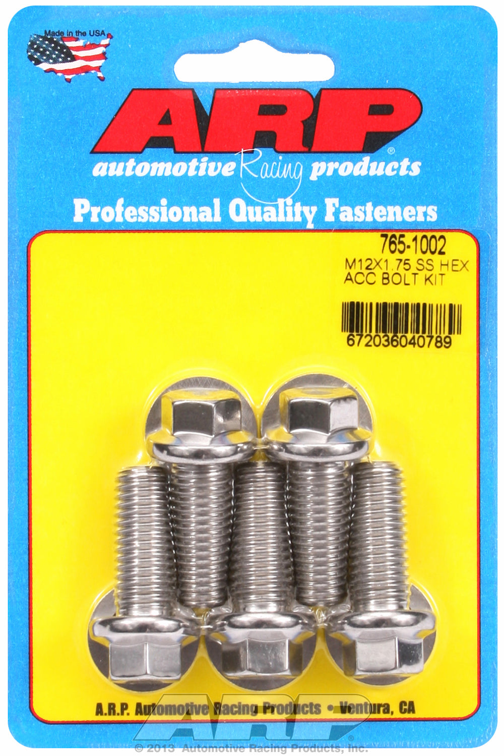 M12 x 1.75 x 30 hex SS bolts