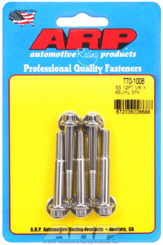 M6 x 1.00 x 45 12pt SS bolts