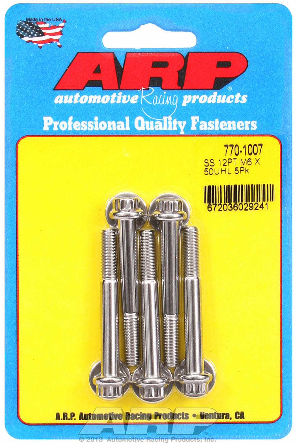 M6 x 1.00 x 50 12pt SS bolts