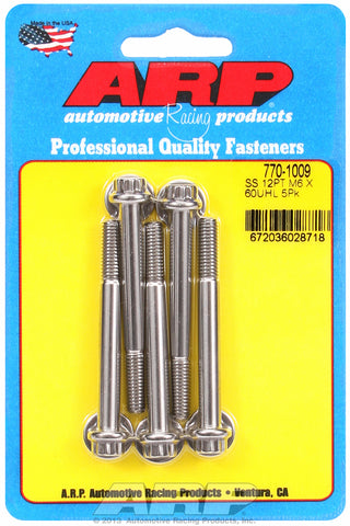 M6 x 1.00 x 60  12pt SS bolts