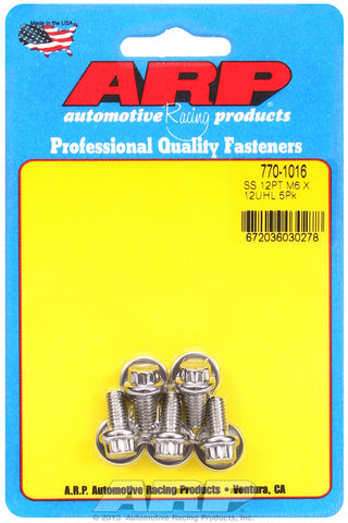 M6 x 1.00 x 12  12pt SS bolts