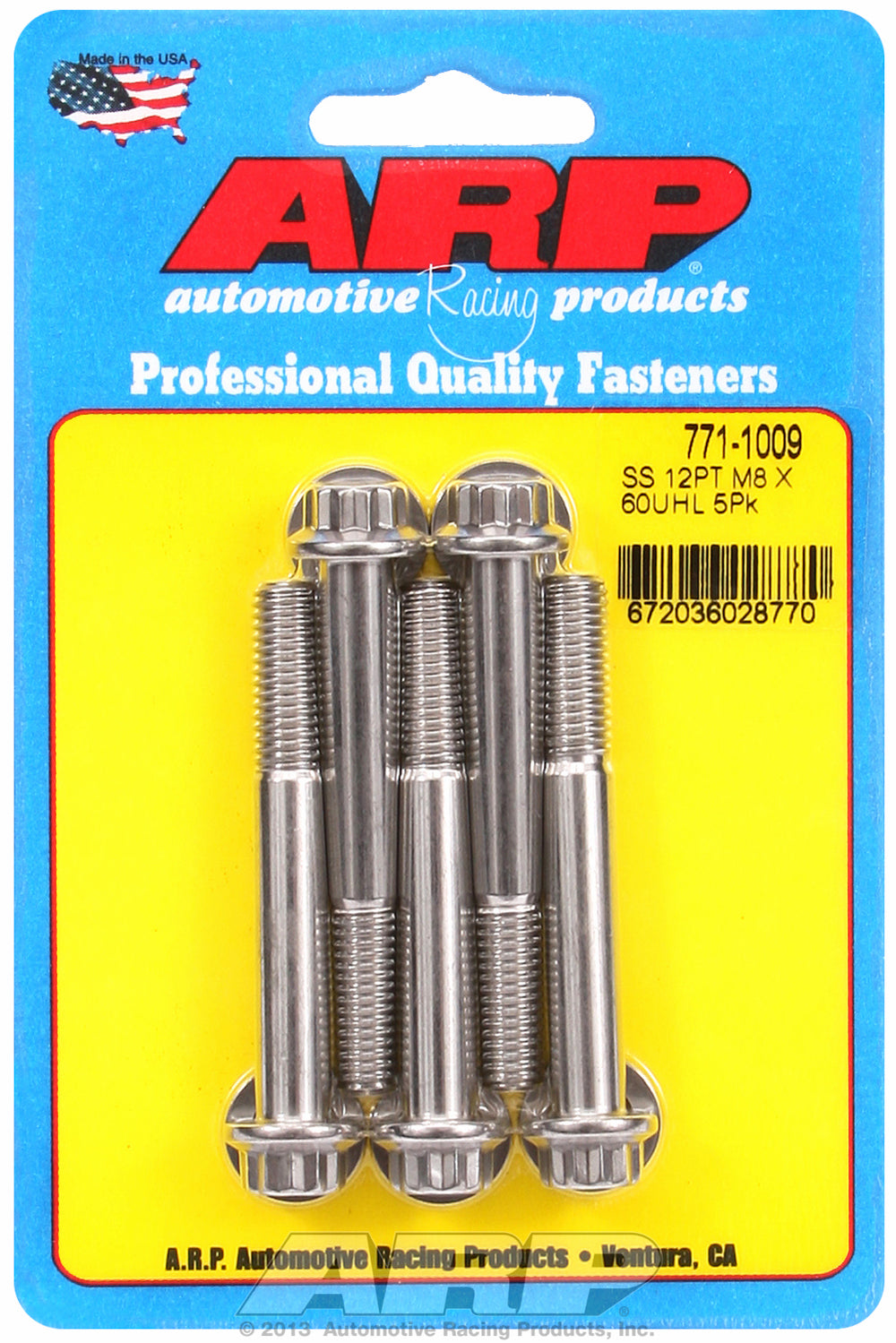 M8 x 1.25 x 60  12pt SS bolts
