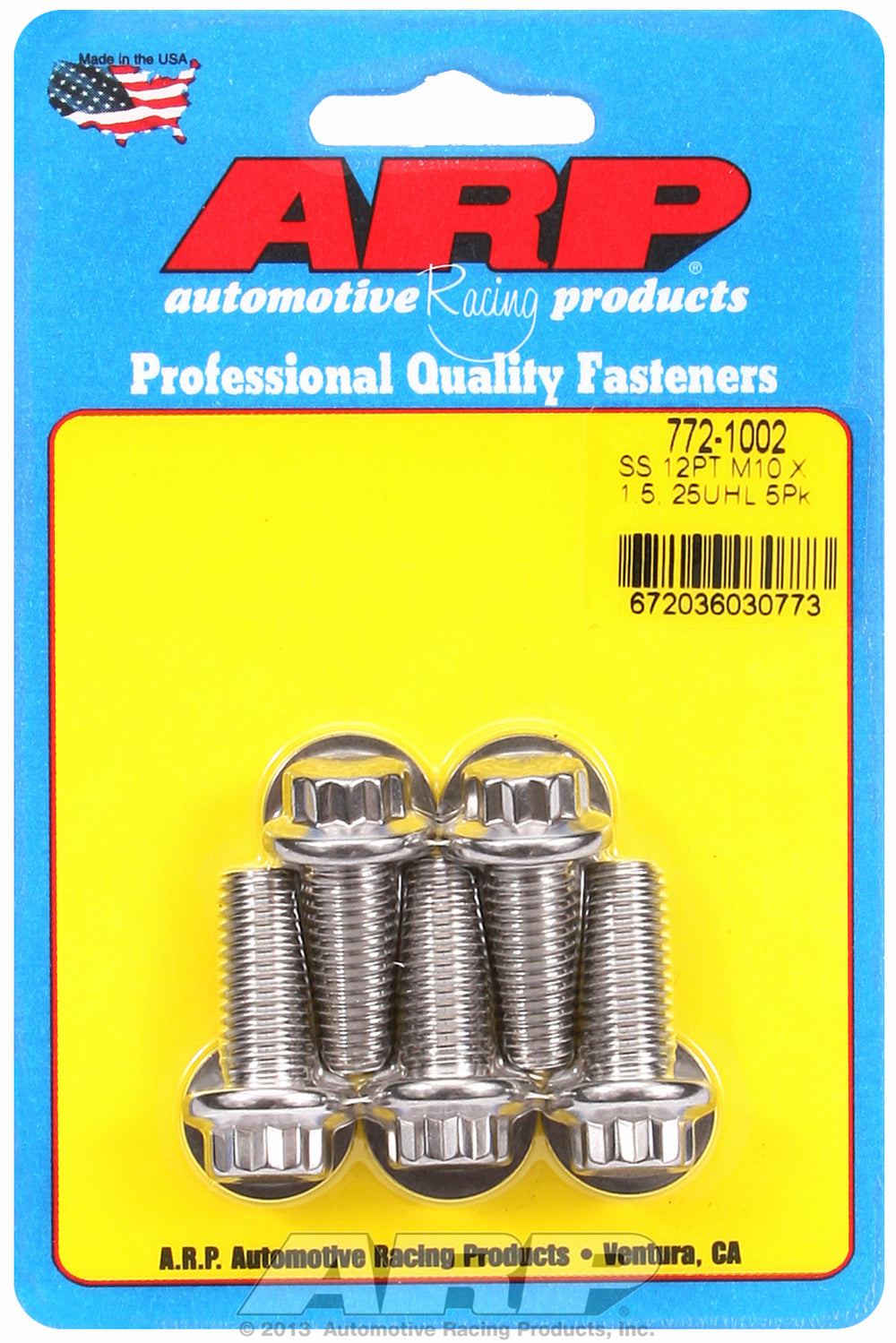 M10 x 1.50 x 25 12pt SS bolts